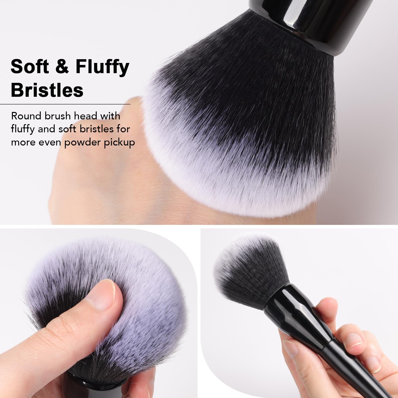 dpolla Large Powder Brush soft bristles close-up for gentle application.