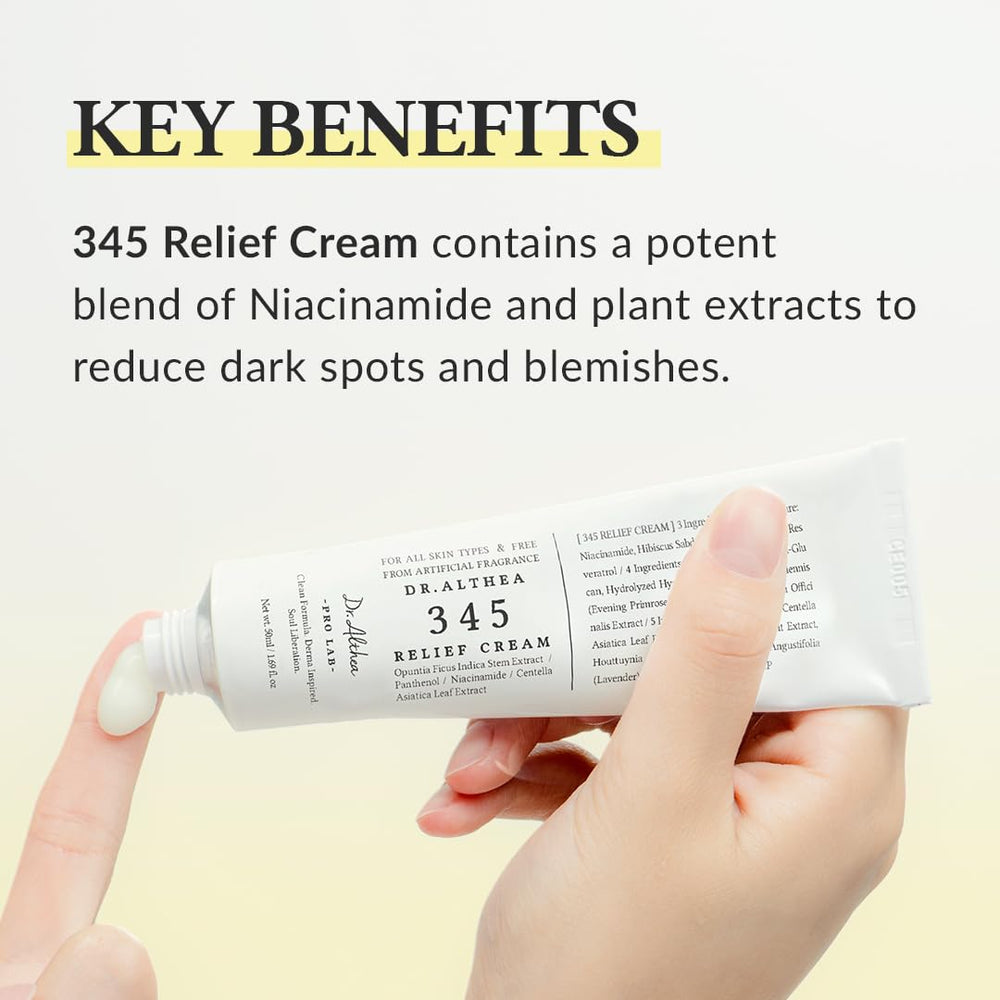 Dr.Althea 345 Relief Cream closeup texture highlights layered nutrients for calm skin.