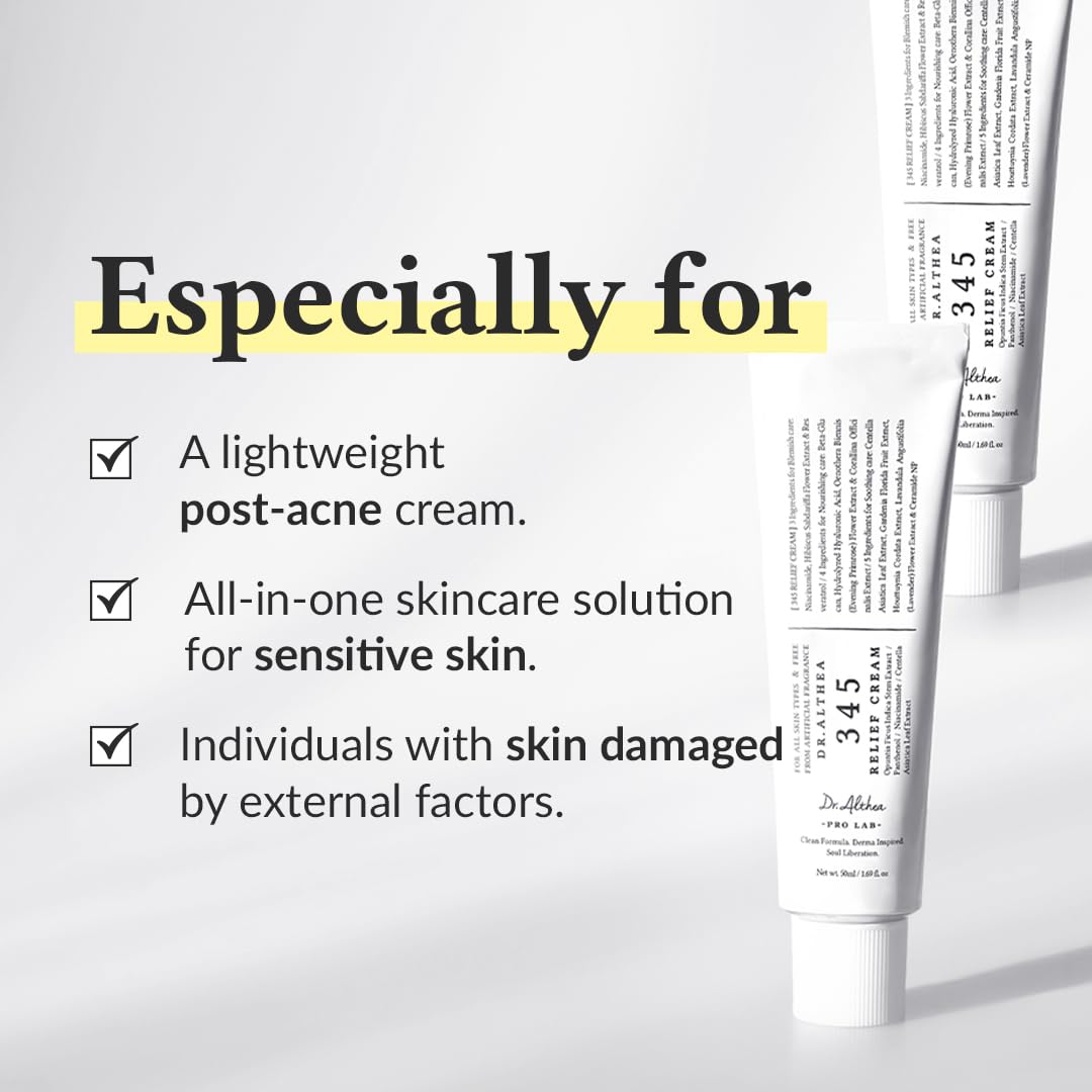 Dr.Althea 345 Relief Cream on skin demonstrates gentle application and hydration.