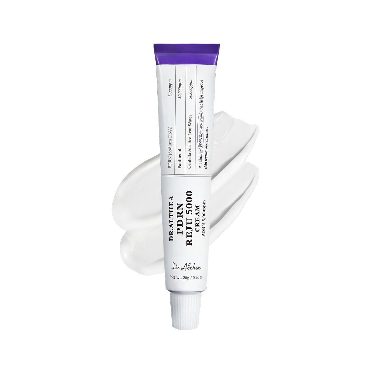 Dr.Althea PDRN Reju 5000 Cream bottle label with vegan soothing formula.