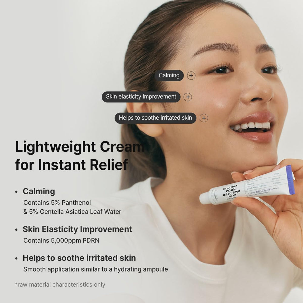 Model demonstrates gentle application of Dr.Althea PDRN Reju 5000.