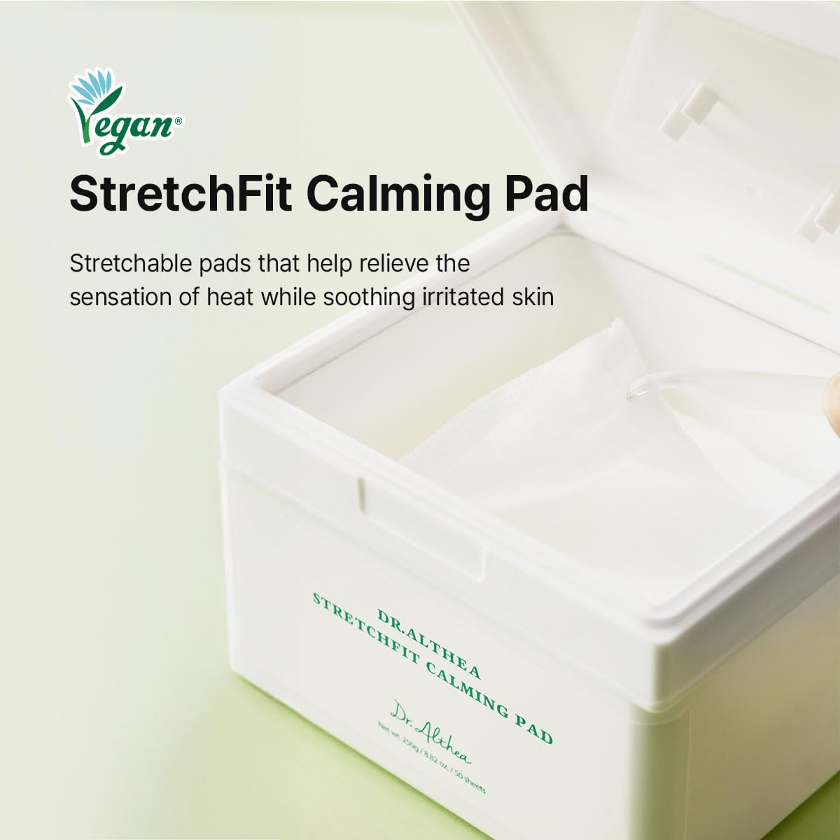 Dr.Althea StretchFit Calming Pad sheet extended view shows full-face coverage.