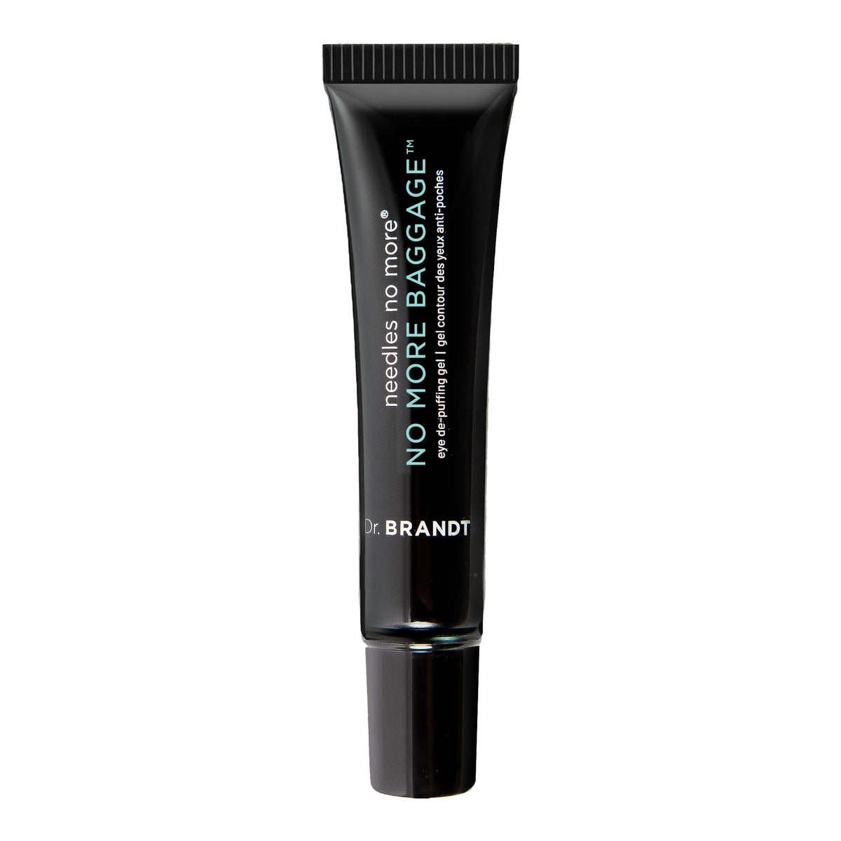 Dr. Brandt Needles No More Baggage tube packaging for easy, portable eye treatment.
