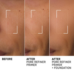 Dr. Brandt Pores No More Primer swatch on skin highlights pore-minimizing effect