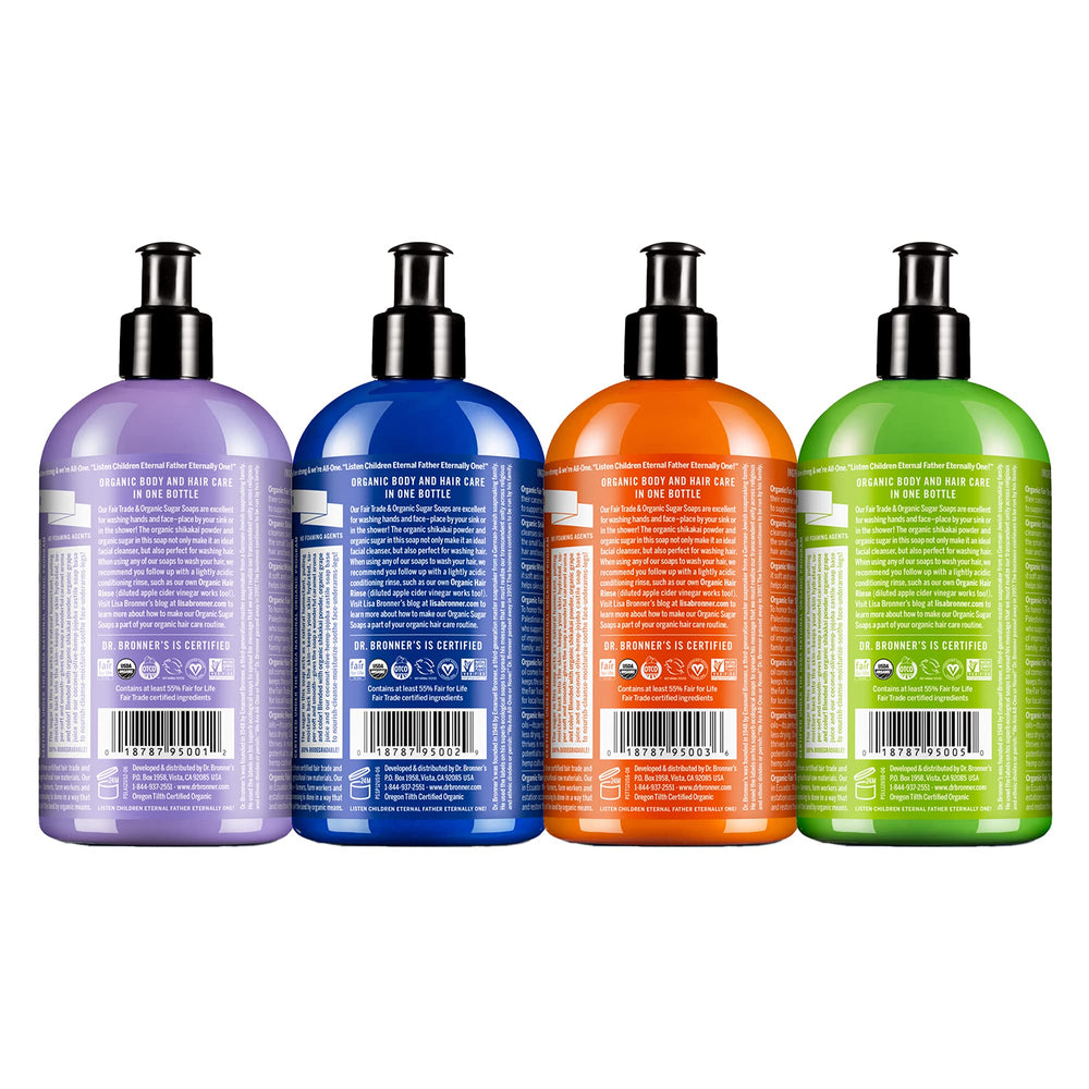 Dr. Bronner's Peppermint bottle provides a refreshing cleanse with a cooling sensation.