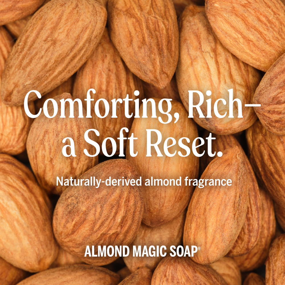 Dr. Bronner's almond soap lather on skin during shower rinse