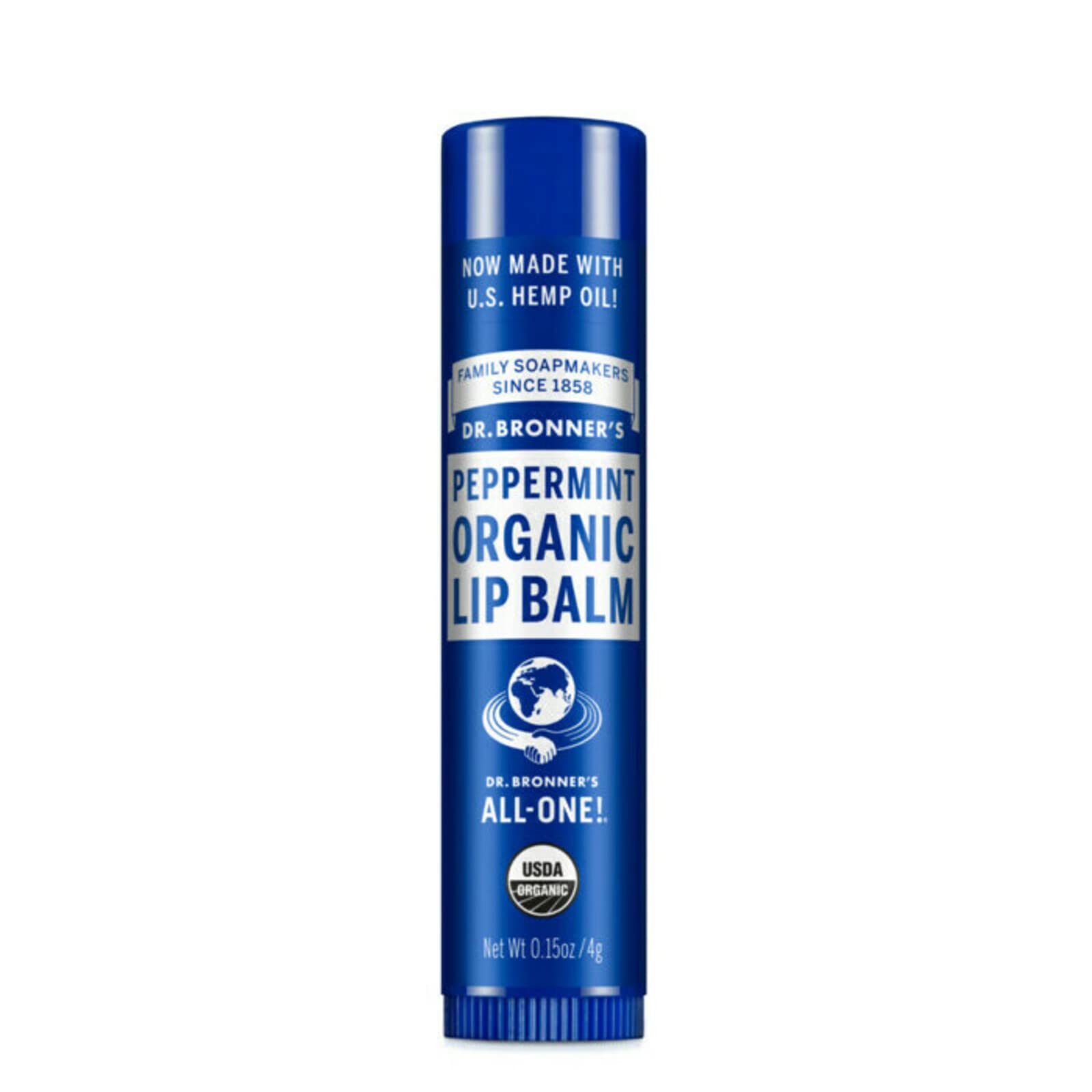 Dr. Bronner's Bálsamo labial orgánico de menta, frente, hidrata labios y aporta frescura
