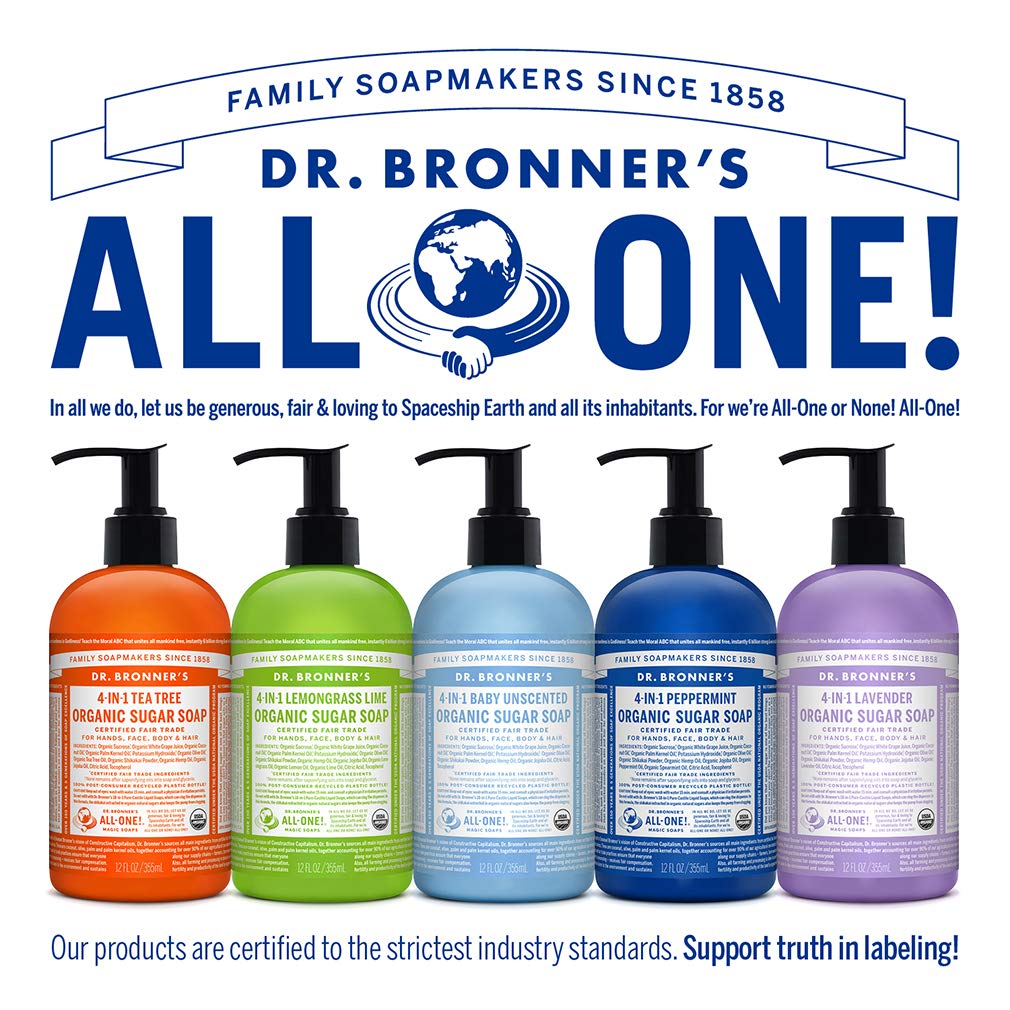 Dr. Bronner's Envase de plástico 100% posconsumo.
