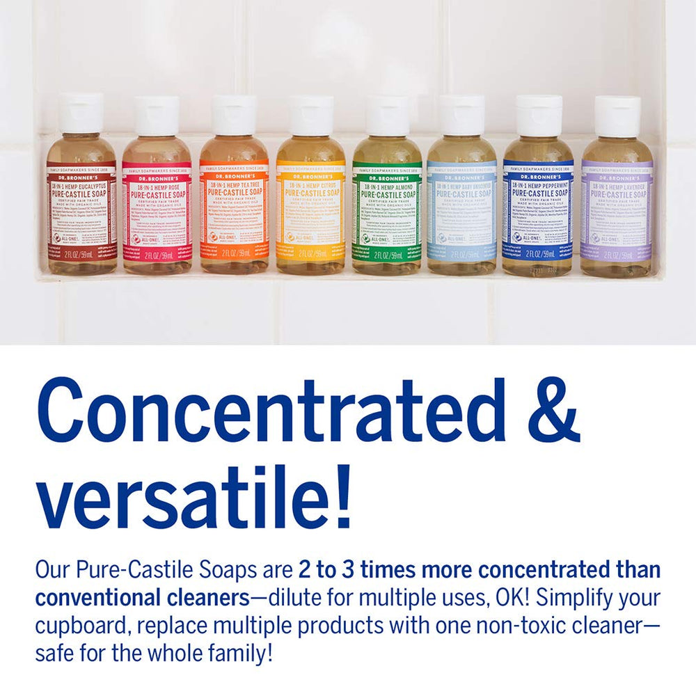 Dr. Bronner’s envase hecho con plástico post consumo.