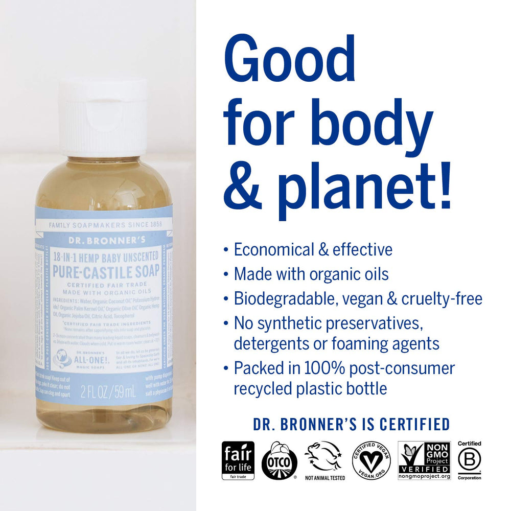 Dr. Bronner’s formato concentrado listo para diluir y usar.