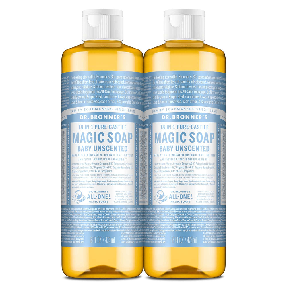 Dr. Bronner's Jabón Castile: botella visible y espuma rica para piel suave