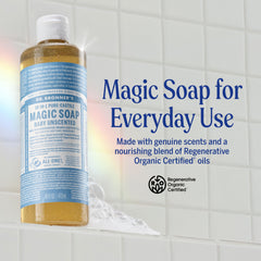Espuma densa de Dr. Bronner's Castile ideal para duchas suaves