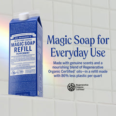 Dr Bronner's Jabón líquido Castile Menta; espuma rica para ducha diaria.