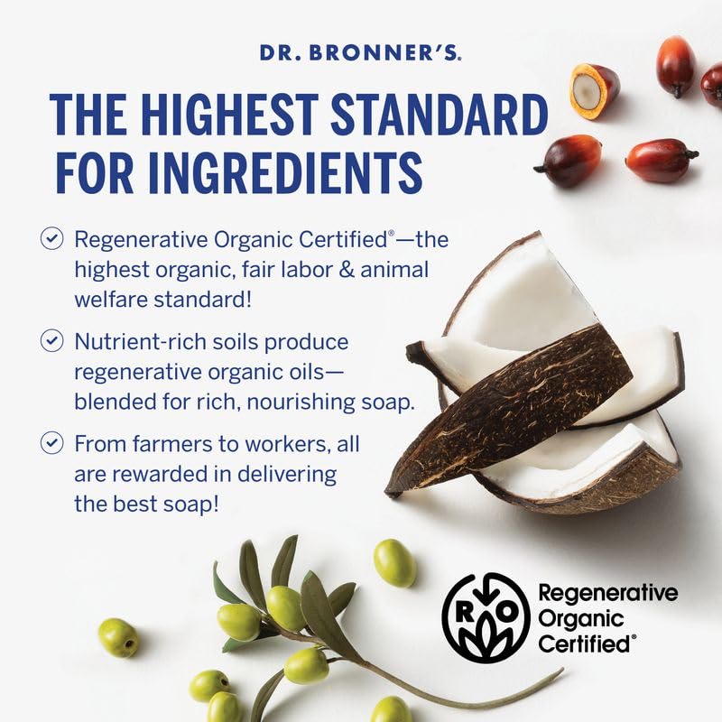 Dr. Bronner's Lavanda: etiqueta orgánica y certificados visibles