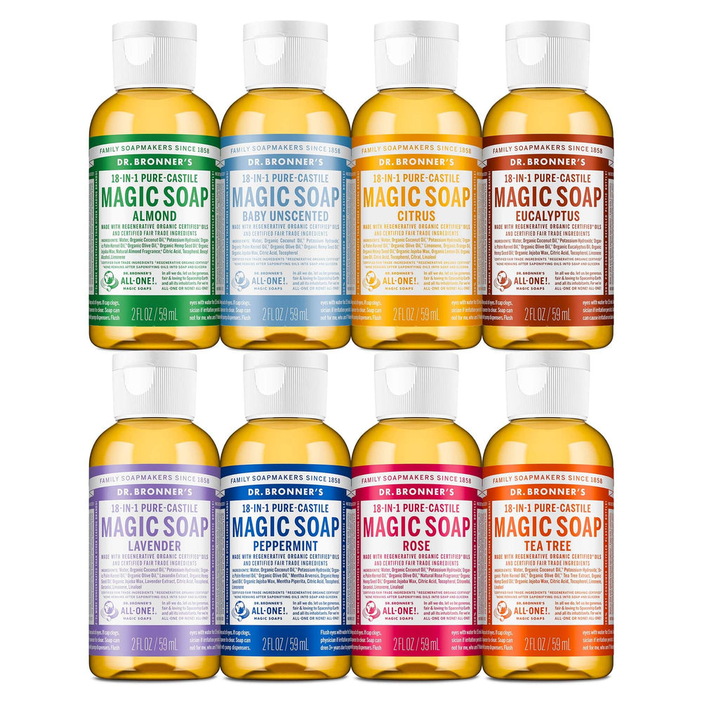 Dr. Bronner's Magic Soap Pure-Castile 2oz gift pack for versatile daily cleansing