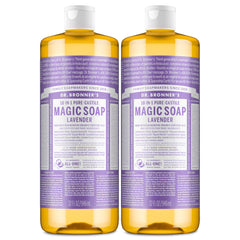 Dr. Bronner's Lavender Pure-Castile Soap bottle for body and daily cleaning.