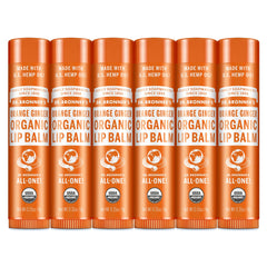 dr bronners organic lip balm orange ginger six-pack for dry lips and travel