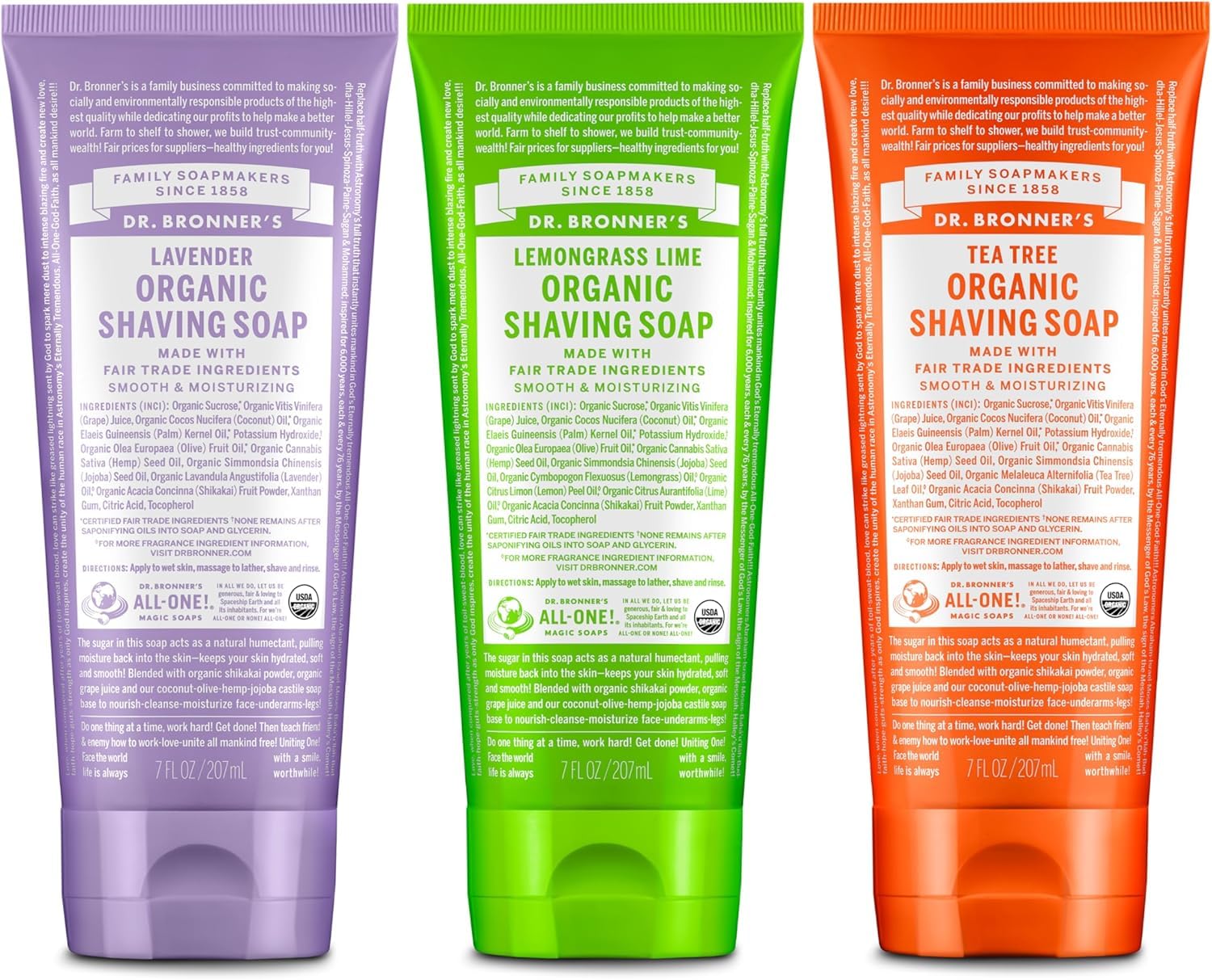 Dr. Bronner’s Lavender shaving soap bar with calming lather for daily shaving