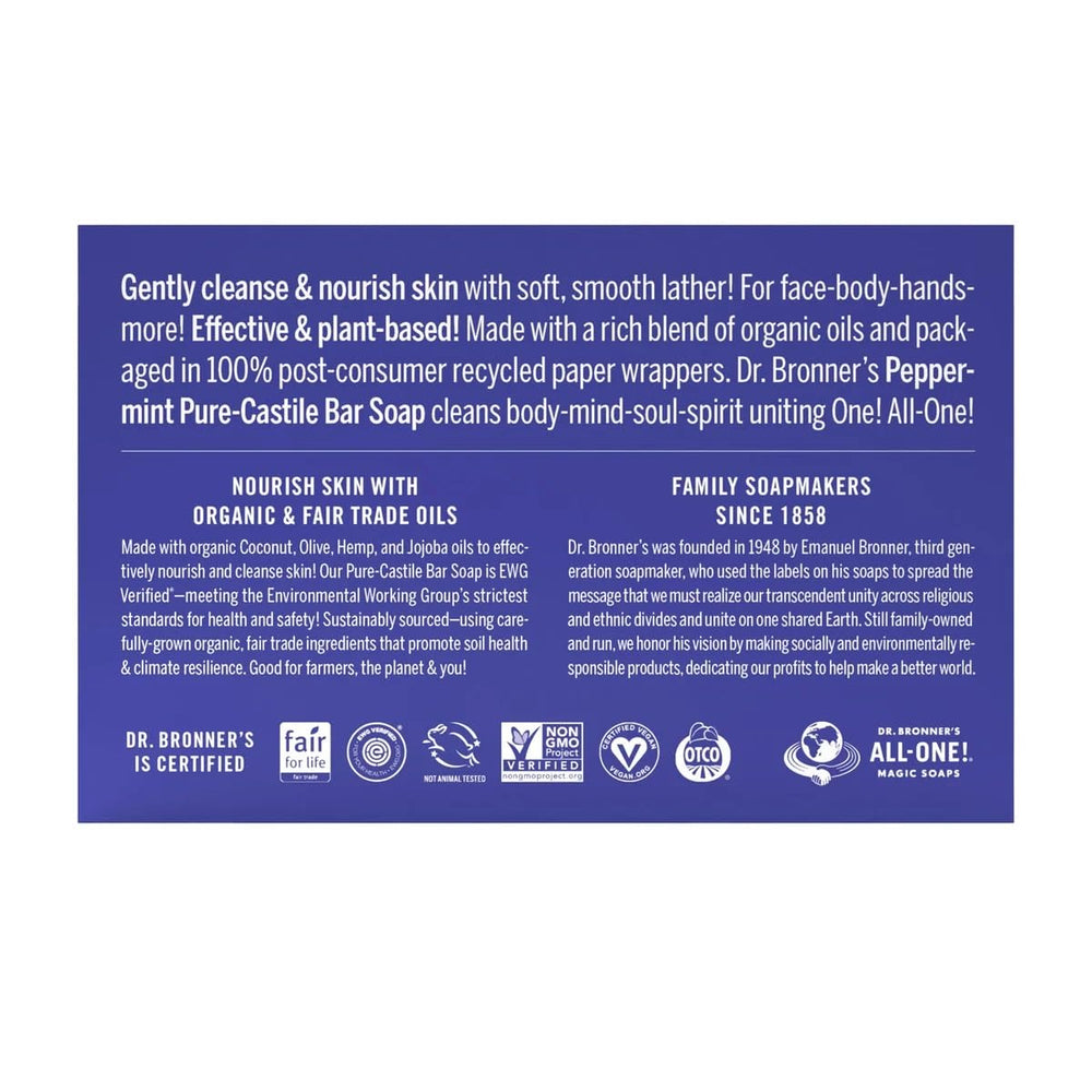 Lather close-up of Dr. Bronner's peppermint bar with refreshing scent