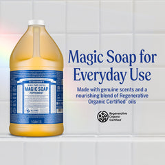 Dr. Bronner's Peppermint rich lather close-up for skin and surfaces