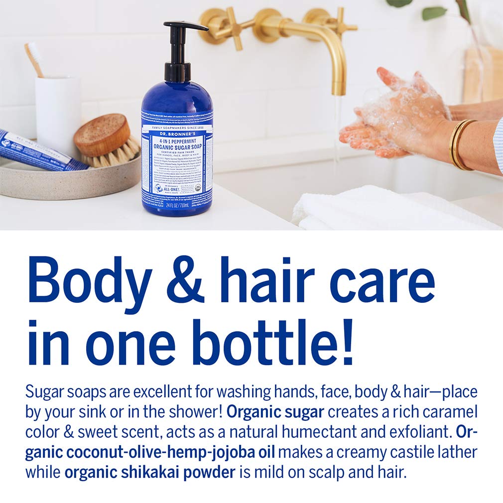 Dr. Bronner's Polvo de shikakai y ingredientes orgánicos para limpieza suave.