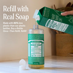 Dr. Bronner's Pure-Castile Almond lather close-up shows rich foam for skin and hair care.