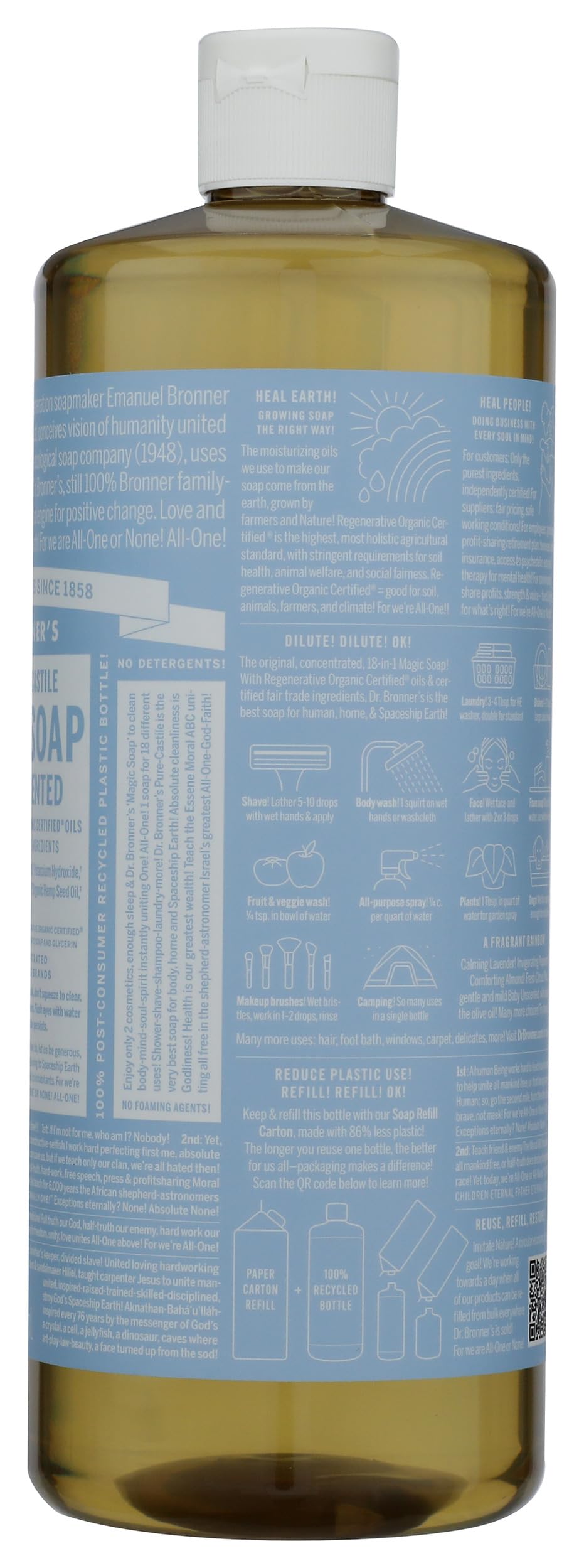 Dr. Bronner's Baby Unscented Soap cleans dishes without fragrance residue