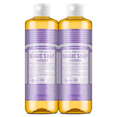 Dr. Bronner's Lavender Pure-Castile bottle for versatile skin and surface cleaning