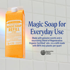 Dr. Bronner's Pure Castile Liquid Refill 2-pack shown for versatile lather and economy