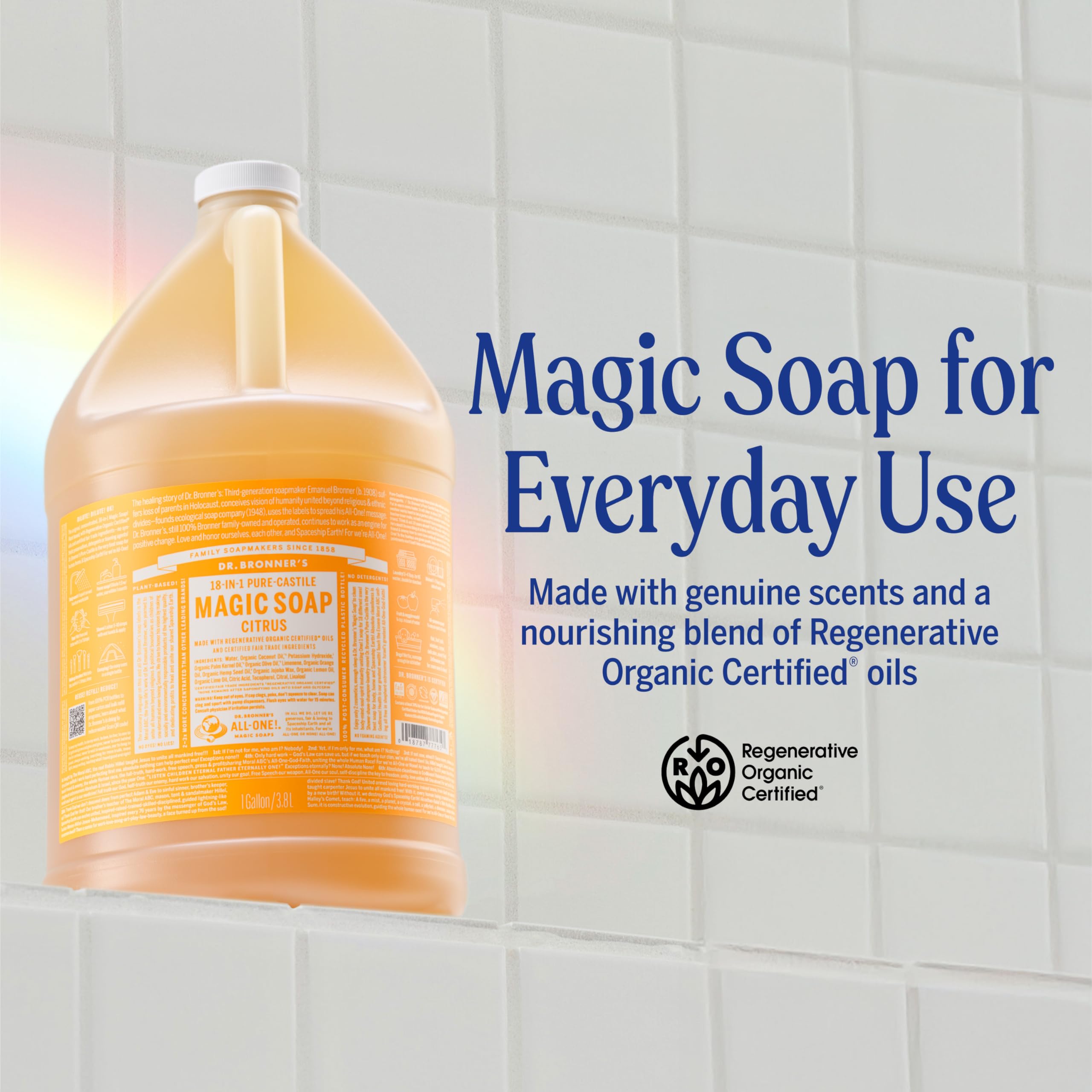 Dr. Bronner's Pure-Castile soap pour, easy dilution for dishes