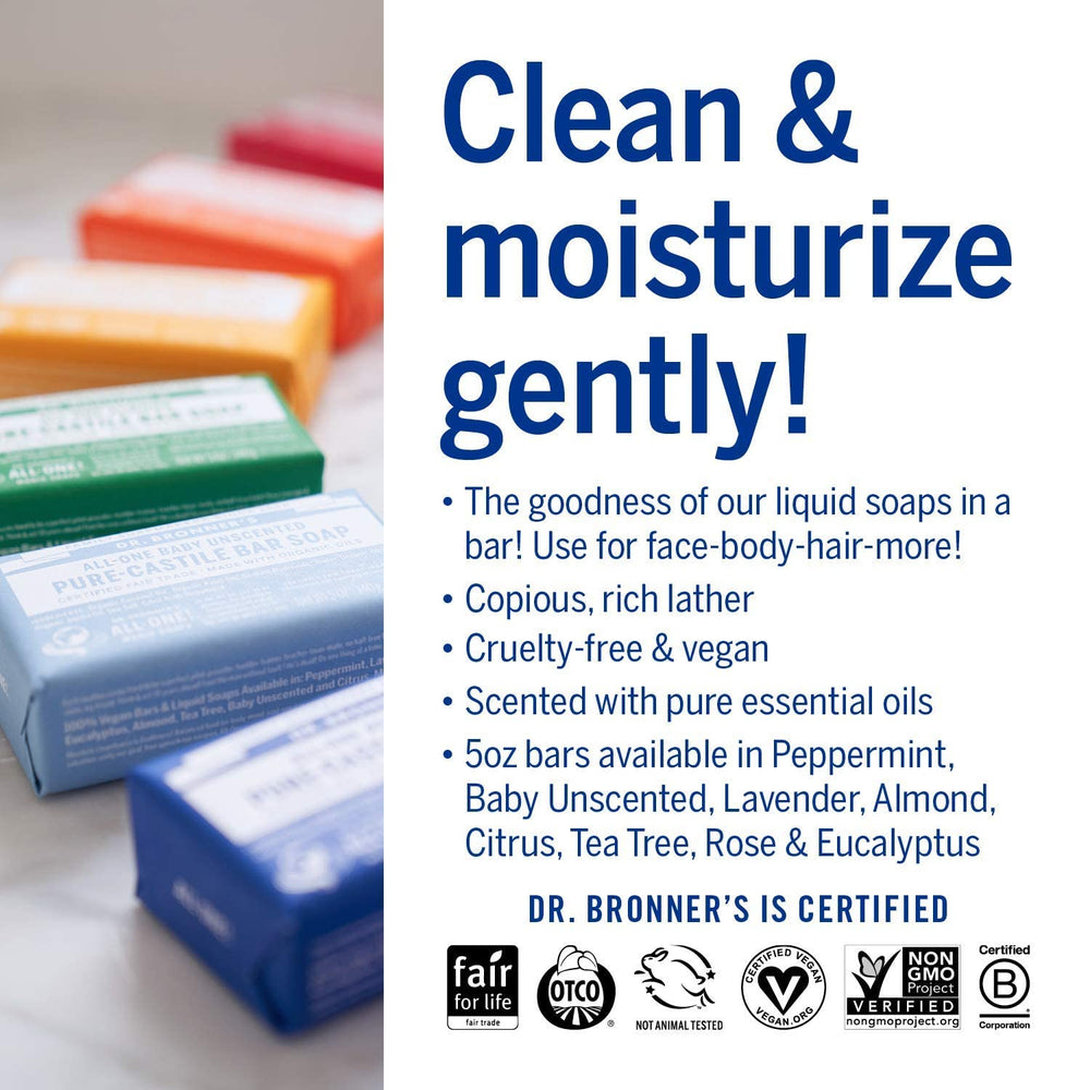 Dr. Bronner's Pure-Castile Magic Bar Rose – fragrant, mild soap for skin
