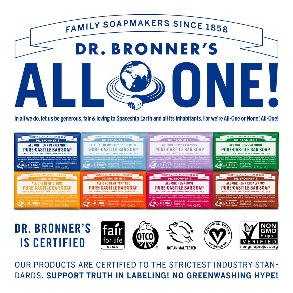 Dr. Bronner's Pure-Castile Magic Bar Tea Tree – bright, clean feel for skin care