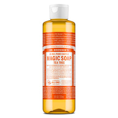 Dr. Bronner’s Jabon líquido Castile Árbol de Té: botella visible para piel sensible.