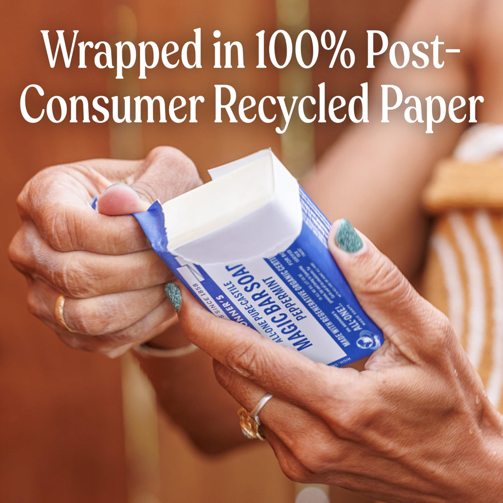 Dr. Bronner's regenerative organic oils highlighted in bar soap formula