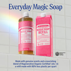 Dr. Bronner's Rose Castile Soap used as face cleanser and hydrating wash