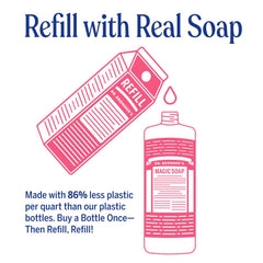 Foaming lather of Dr. Bronner's Rose Castile Soap for body, face, and hair