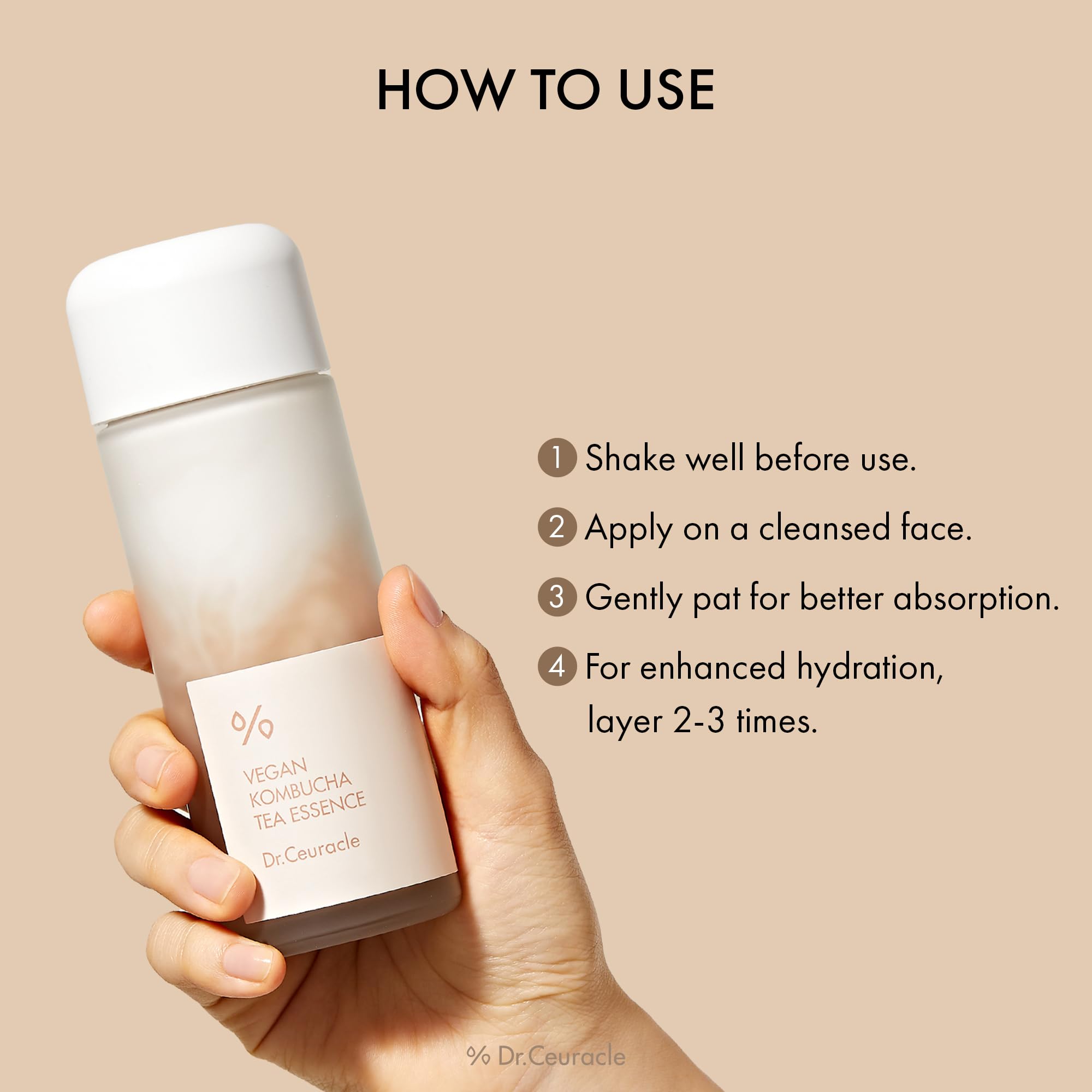 Hand applying layering technique shows customizable hydration levels.