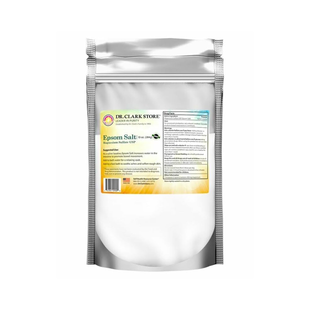Dr Clark Store sal epsom 10oz botella para relajación muscular y desintoxicación suave
