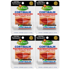 Dr. Dan's Cortibalm 4-pack box front illustrating a lip relief kit