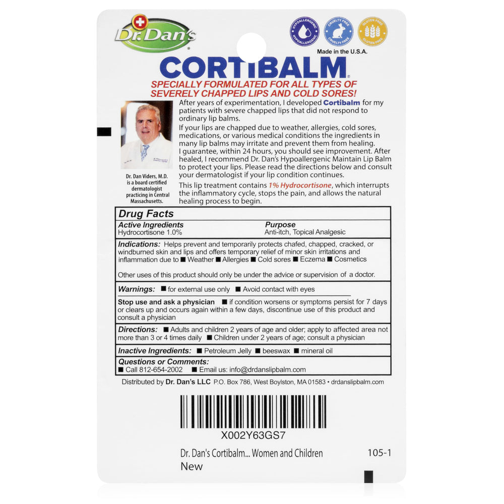 Dr. Dan's Cortibalm 5-pack lip application; easy, targeted lip care.