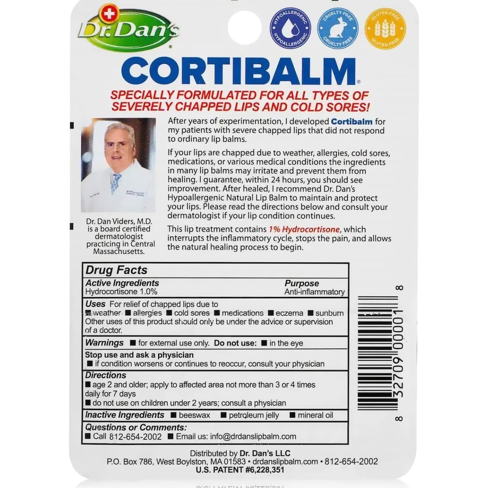 Aplicación de Cortibalm en labios para alivio suave