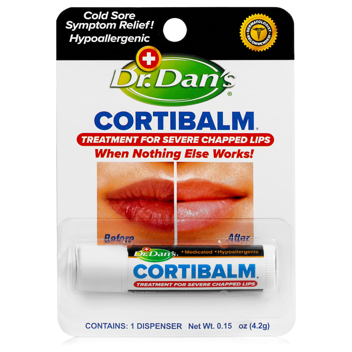 Dr. Dan's Cortibalm envase 1 unidad: ayuda a hidratar labios secos con uso diario.