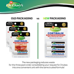 Dr. Dan's Cortibalm trio-pack displayed for family use