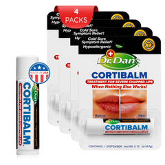 Dr. Dan's Cortibalm tube applying to lip for comfort