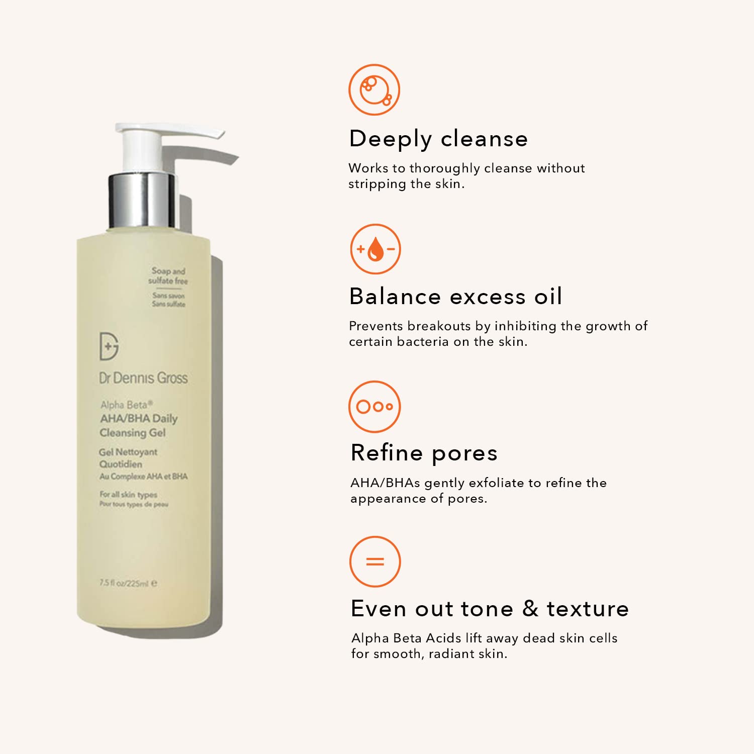 Dr Dennis Gross Alpha Beta Cleanser leaves skin soft and supple after use.