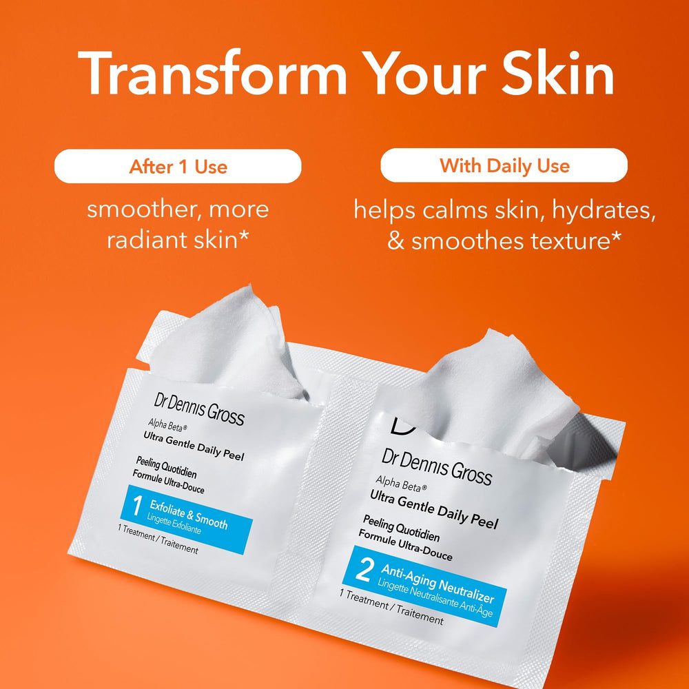 Dr Dennis Gross Alpha Beta Ultra Gentle Daily Peel Step 2 neutralizer hydrator soothes skin.