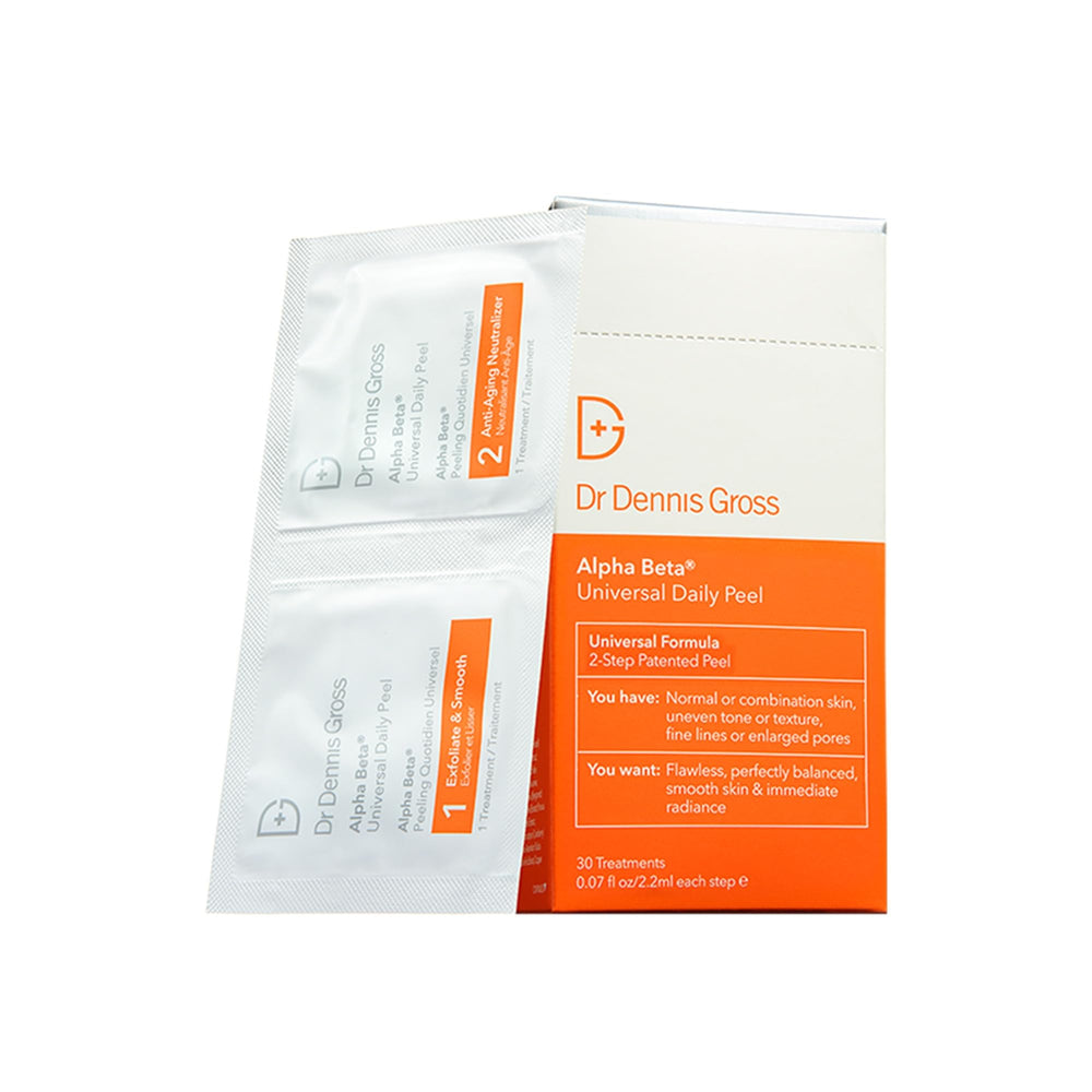 Dr Dennis Gross Alpha Beta Universal Daily Peel bottle enhances at-home radiance and even tone