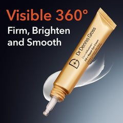 Hands applying Dr Dennis Gross DermInfusions 360° eye area treatment for smoothing.