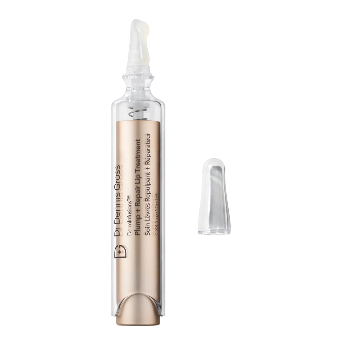 Dr Dennis Gross DermInfusions lip treatment clear bottle ready for instant lip plump and definition