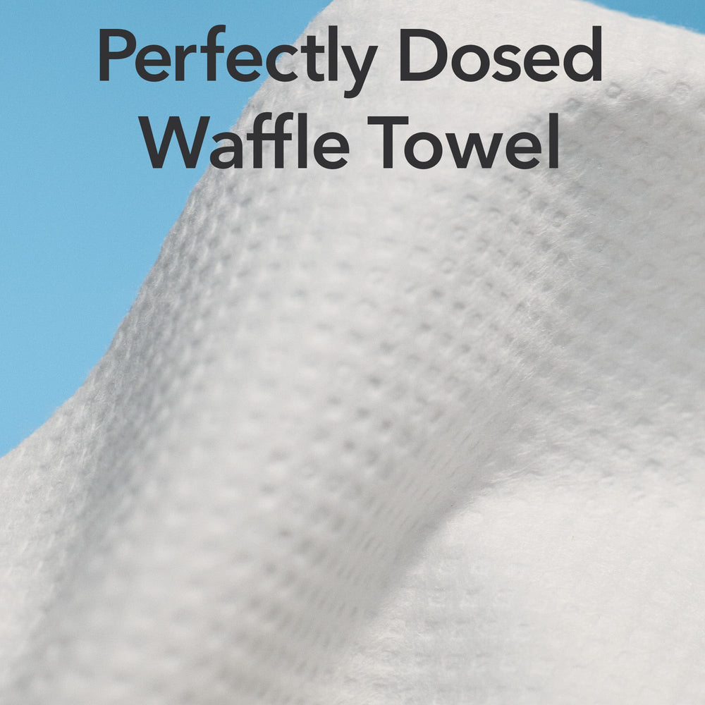 Application step showing quick-drying, mess-free use of towelettes